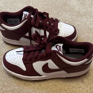 Nike Burgundy and White Low-Top Sneakers